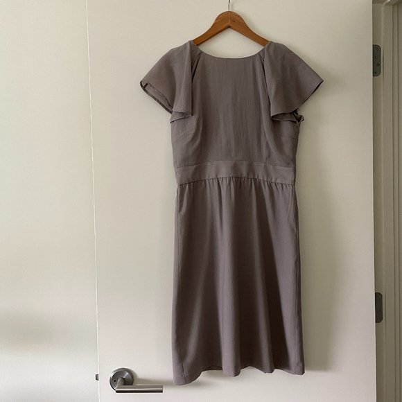 Tocca Light Wool Midi Dress with Flutter Sleeves - Picture 1 of 10